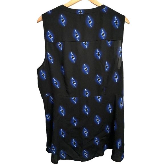 Torrid Black Tank Top with Blue Lightening Bolts and Tie Front Size 1 - Picture 4 of 4